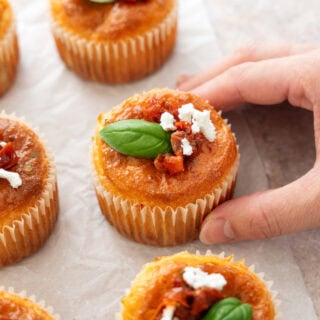 These sun-dried tomato savory muffins with goat cheese make a fantastic and festive one-bite appetizer everyone loves.