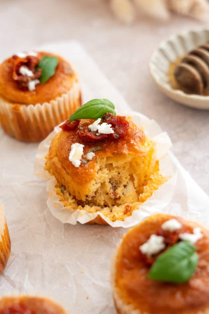 These sun-dried tomato savory muffins with goat cheese make a fantastic and festive one-bite appetizer everyone loves.