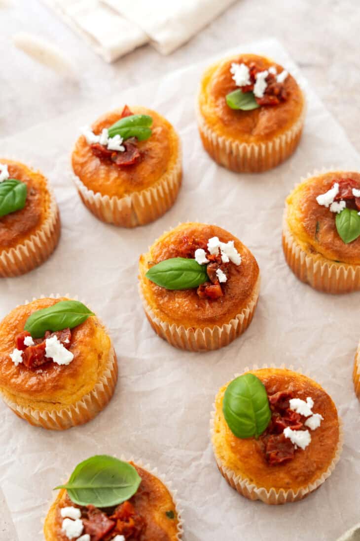 These sun-dried tomato savory muffins with goat cheese make a fantastic and festive one-bite appetizer everyone loves.