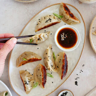 Learn how to make vegetable gyoza from scratch! These Japanese appetizers are tender, crispy on the bottom and loaded with umami flavors.