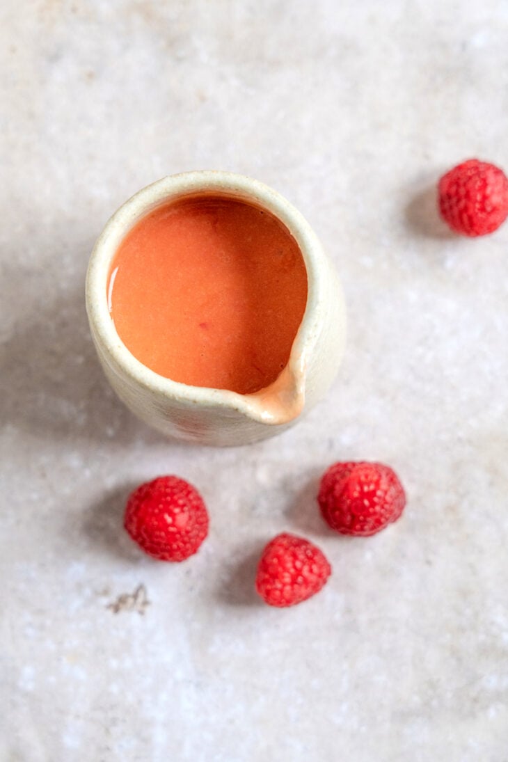 Upgrade your summer salads with this fantastic raspberry vinaigrette. Sweet and tart, with sharp flavors, this fruity dressing comes together in minutes and is absolutely fabulous!