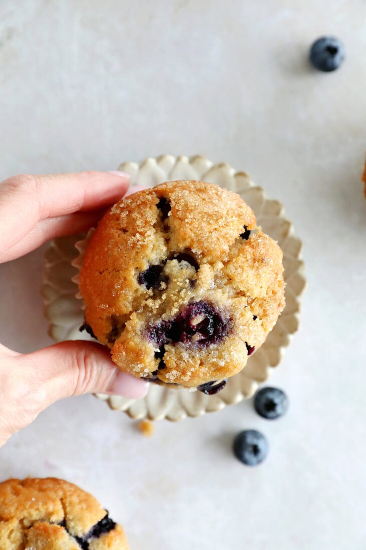 These are the BEST blueberry muffins! With a moist, tender crumb, these bakery-style muffins are bursting with juicy blueberries.