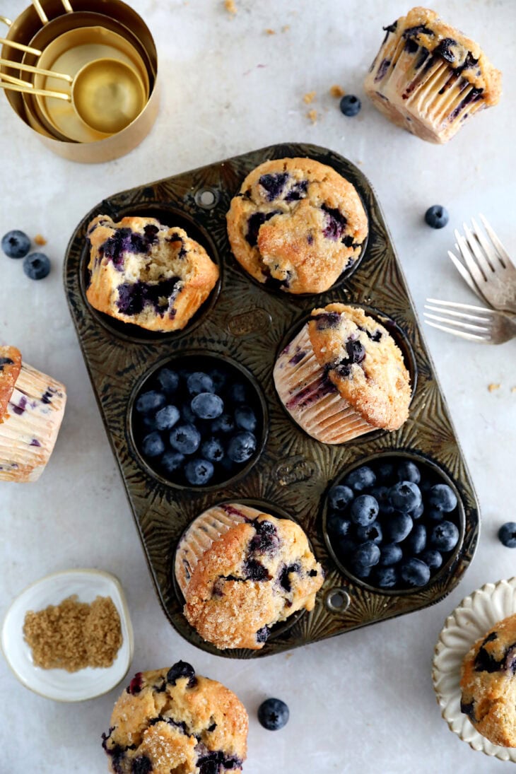 These are the BEST blueberry muffins! With a moist, tender crumb, these bakery-style muffins are bursting with juicy blueberries.