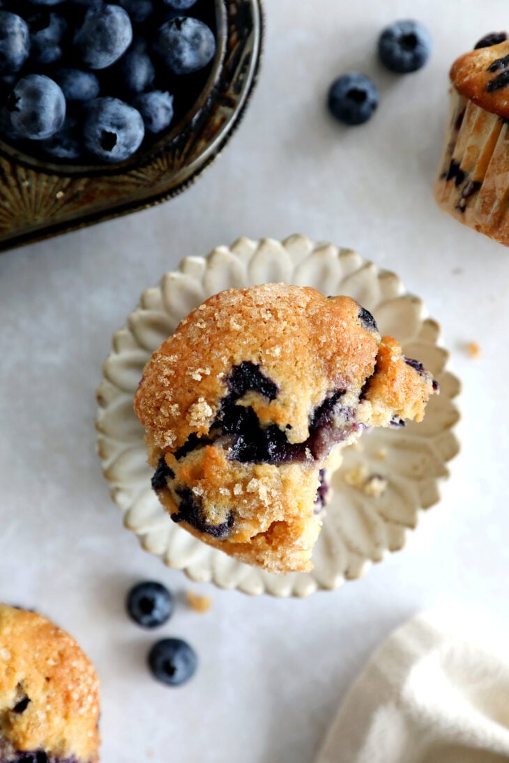 These are the BEST blueberry muffins! With a moist, tender crumb, these bakery-style muffins are bursting with juicy blueberries.