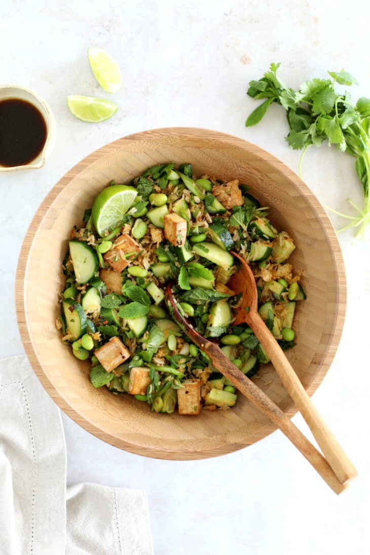 This tofu crispy rice salad makes a fantastic quick midweek meal. Vegan and gluten-free, this plant-powered salad is also very satisfying.