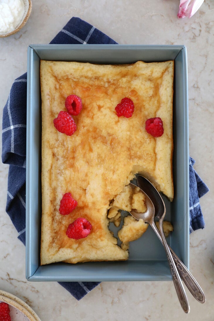 This cottage cheese bake is the ultimate sheet pan pancake. Loaded with protein, it's light and fluffy, with a tender, custard-like center.