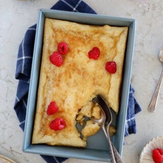 This cottage cheese bake is the ultimate sheet pan pancake. Loaded with protein, it's light and fluffy, with a tender, custard-like center.