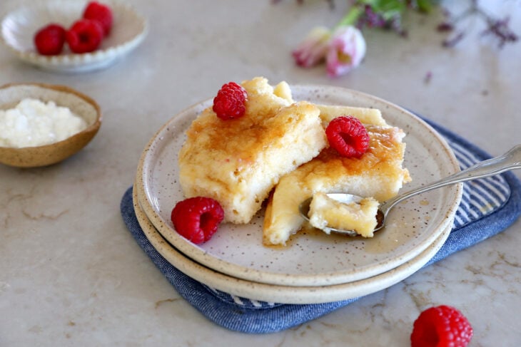 This cottage cheese bake is the ultimate sheet pan pancake. Loaded with protein, it's light and fluffy, with a tender, custard-like center.