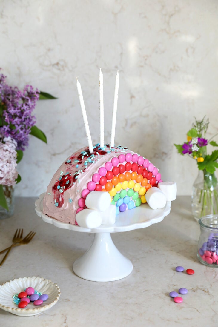 Ce gâteau arc-en-ciel Smarties est la star de tous les goûters d'anniversaire d'enfants. Un gâteau à la fois ultra simple et époustouflant.