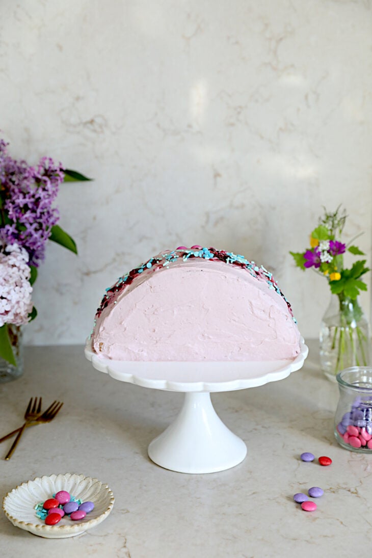 Ce gâteau arc-en-ciel Smarties est la star de tous les goûters d'anniversaire d'enfants. Un gâteau à la fois ultra simple et époustouflant.